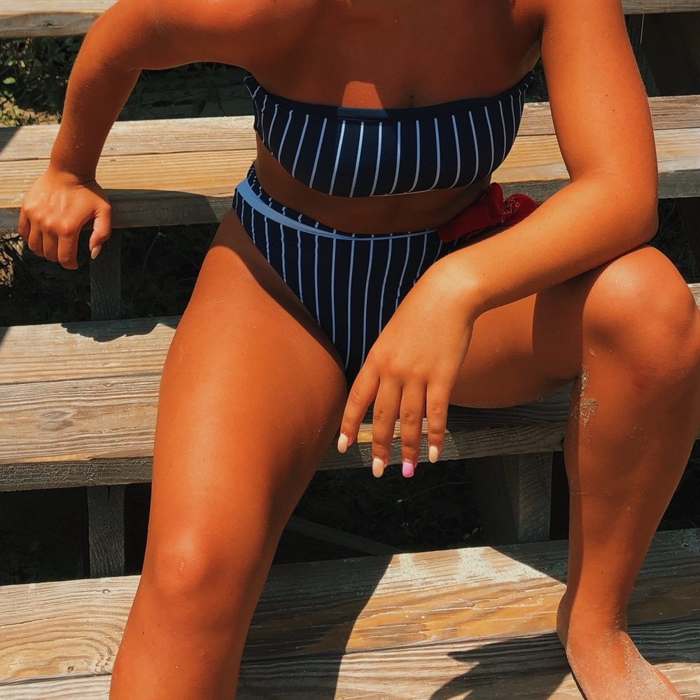 LA HEARTS STRIPED BASEBALL BIKINI